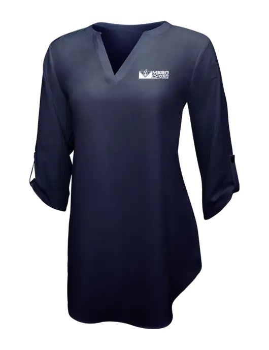 Navy Womens 3/4 Sleeve Tunic Blouse w/Mesa Solutions Logo