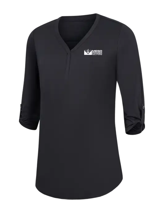 Womens Black City Stretch 3/4-Sleeve Tunic w/Mesa Solutions Logo