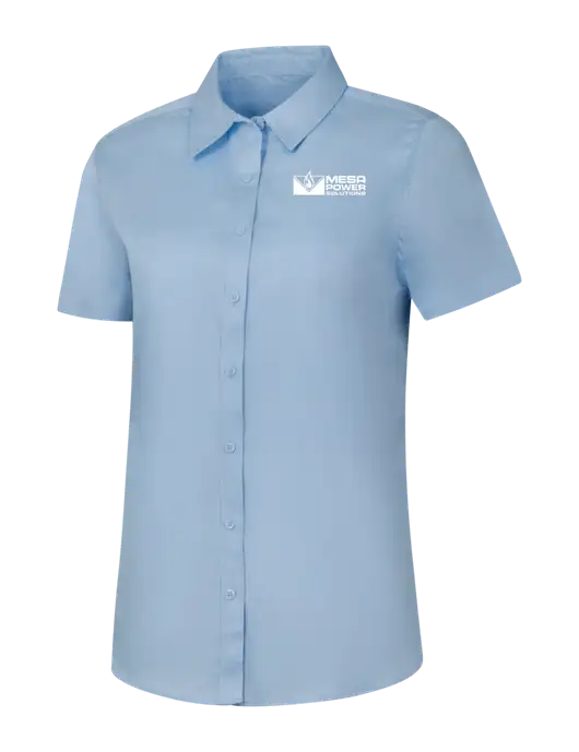 Womens Light Blue Short Sleeve Superpro React Twill Shirt w/Mesa Solutions Logo