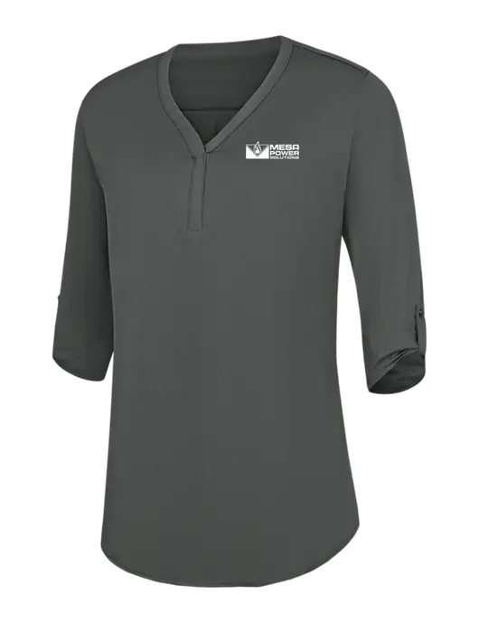 Womens Dark Grey City Stretch 3/4-Sleeve Tunic w/Mesa Solutions Logo