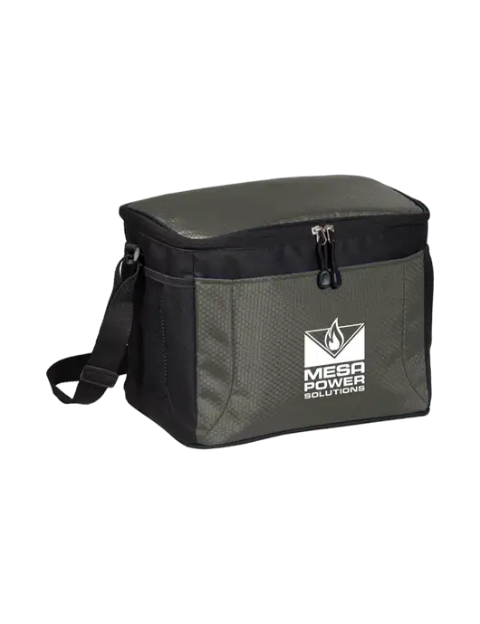 12 Can Grey/Black Cube Cooler w/Mesa Solutions Logo