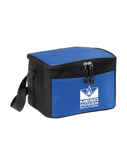 6 Can Twilight Blue/Black Cube Cooler w/Mesa Solutions Logo