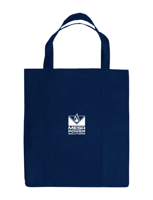 Eco Reusable Jumbo Navy Blue Shopping Bag w/Mesa Solutions Logo