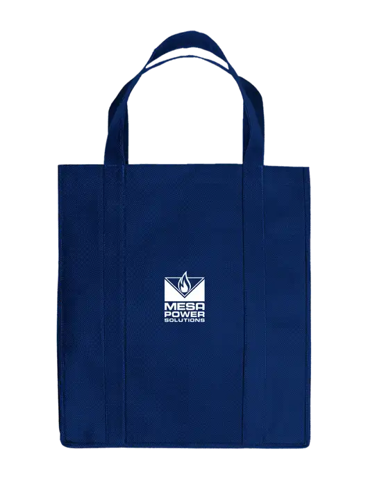 Eco Reusable Jumbo Navy Blue Shopping Bag w/Mesa Solutions Logo