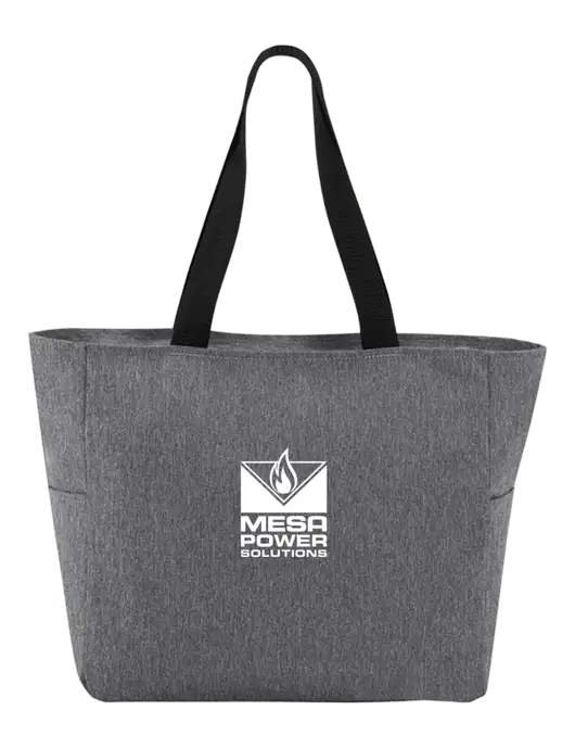 Everyday Heather Grey Zip Tote  w/Mesa Solutions Logo