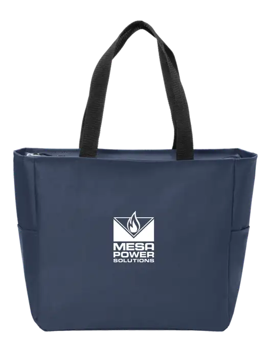 Everyday Navy Zip Tote  w/Mesa Solutions Logo