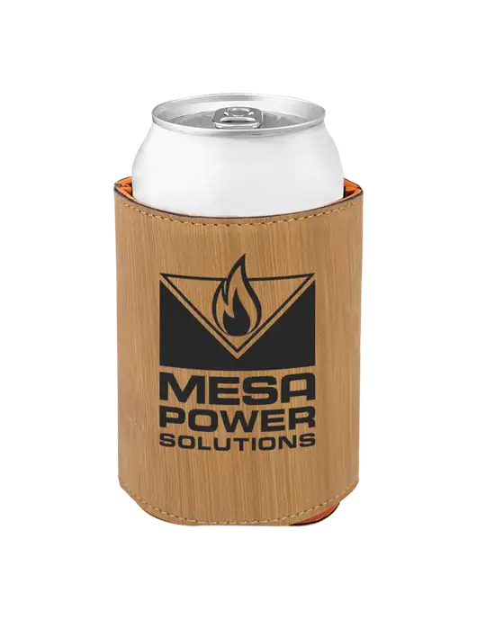 Bamboo Leatherette Beverage Holder w/Mesa Solutions Logo