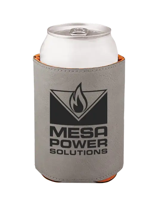 Grey Leatherette Beverage Holder w/Mesa Solutions Logo