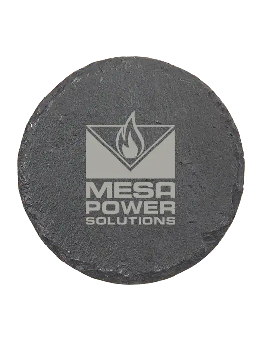 Round Slate Coaster w/Mesa Solutions Logo