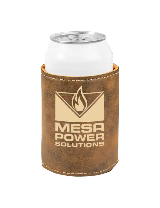 Rustic Leatherette Beverage Holder w/Mesa Solutions Logo