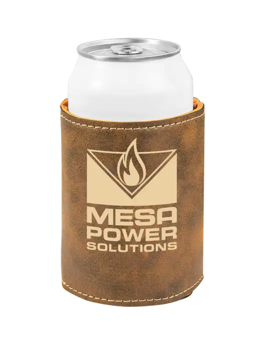 Rustic Leatherette Beverage Holder w/Mesa Solutions Logo
