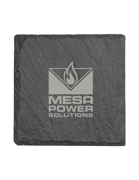 Square Slate Coaster, 4 x 4 w/Mesa Solutions Logo