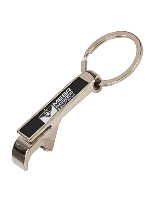 Black Bottle Opener Keychain w/Mesa Solutions Logo