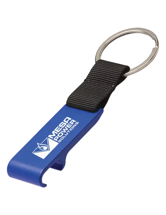 Blue Bottle Opener & Key Ring w/Mesa Solutions Logo
