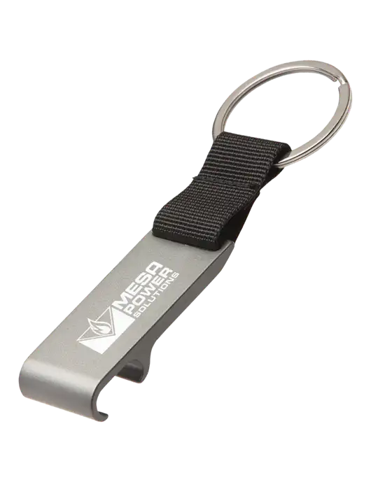 Gunmetal Bottle Opener & Key Ring w/Mesa Solutions Logo