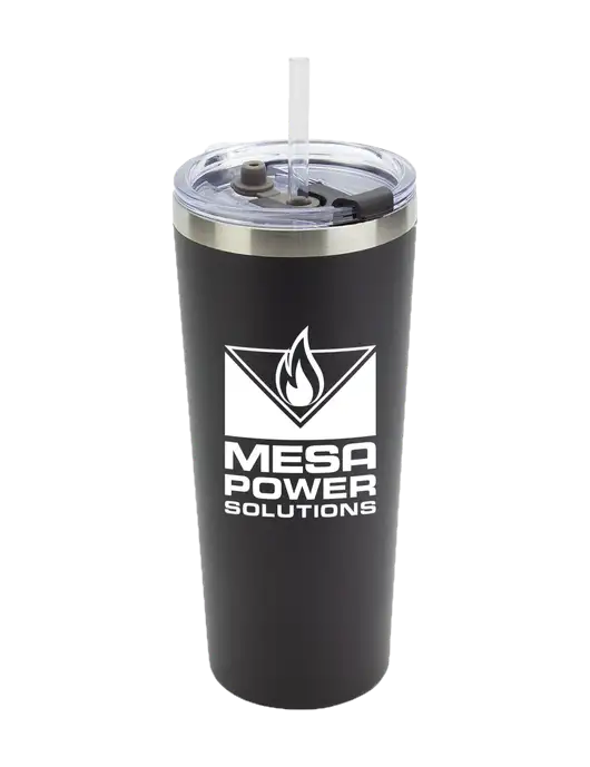 Brighton Black 20 oz Insulated Tumbler & Straw w/Mesa Solutions Logo
