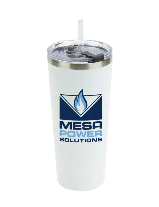 Brighton White 20 oz Insulated Tumbler & Straw w/Mesa Solutions Logo