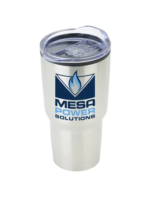 Odyssey Silver 30 oz Travel Tumbler w/Mesa Solutions Logo