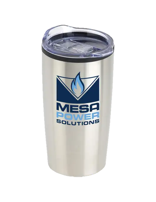 Olympus Silver 20 oz Tumbler w/Mesa Solutions Logo