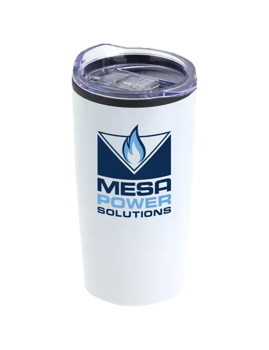 Olympus White 20 oz Tumbler w/Mesa Solutions Logo