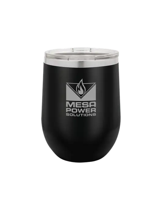 Polar Camel 12 oz Powder Coated Black Vacuum Insulated Stemless Wine Tumbler w/Mesa Solutions Logo