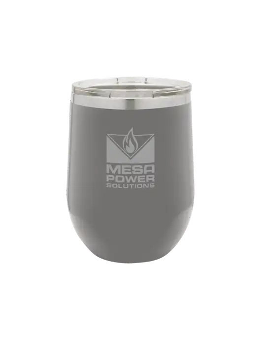Polar Camel 12 oz Powder Coated Grey Vacuum Insulated Stemless Wine Tumbler w/Mesa Solutions Logo