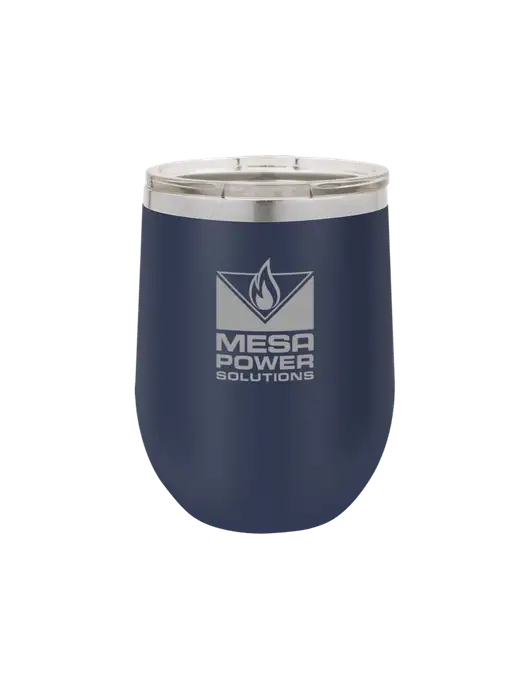 Polar Camel 12 oz Powder Coated Navy Vacuum Insulated Stemless Wine Tumbler w/Mesa Solutions Logo