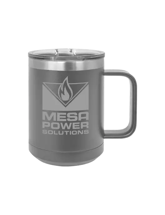 Polar Camel 15 oz Powder Coated Grey Vacuum Insulated Mug with Slider Lid w/Mesa Solutions Logo
