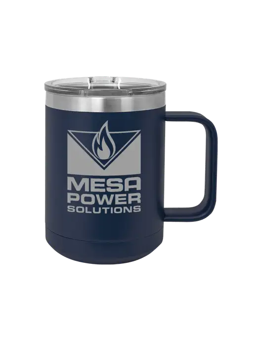 Polar Camel 15 oz Powder Coated Navy Vacuum Insulated Mug with Slider Lid w/Mesa Solutions Logo