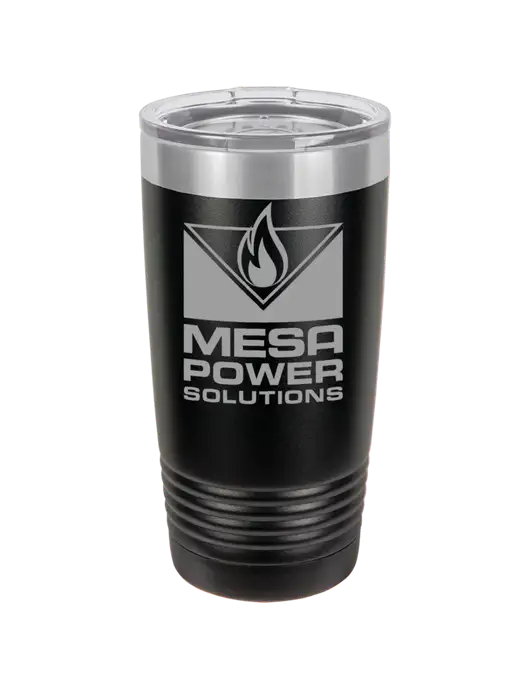 Polar Camel 20 oz Powder Coated Black Vacuum Insulated Tumbler w/Mesa Solutions Logo