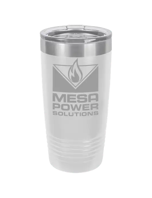 Polar Camel 20 oz Powder Coated White Vacuum Insulated Tumbler  w/Mesa Solutions Logo