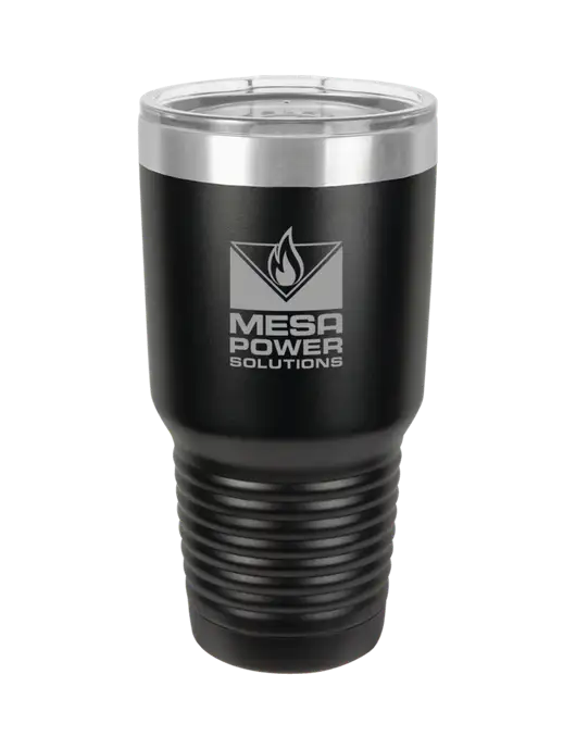 Polar Camel 30 oz Powder Coated Black Vacuum Insulated Tumbler w/Mesa Solutions Logo