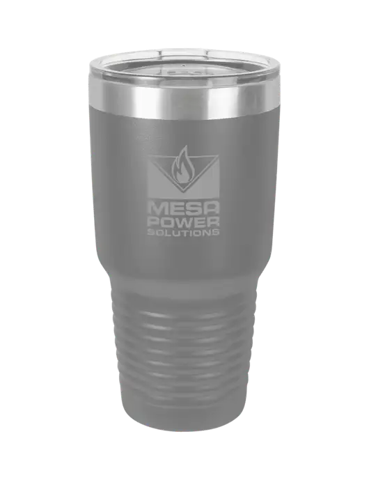 Polar Camel 30 oz Powder Coated Grey Vacuum Insulated Tumbler w/Mesa Solutions Logo