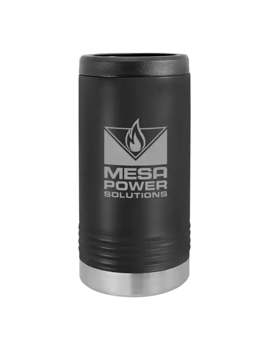 Polar Camel Powder Coated Black Vacuum Insulated Slim Beverage Holder w/Mesa Solutions Logo