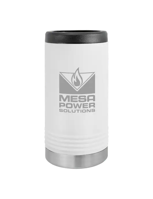 Polar Camel Powder Coated White Vacuum Insulated Slim Beverage Holder w/Mesa Solutions Logo