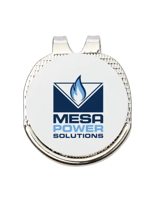 Antique Silver Hat Clip w/Golf Ball Marker w/Mesa Solutions Logo