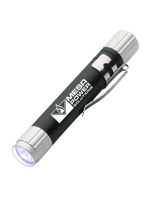 Black Aluminum LED Penlight w/Mesa Solutions Logo