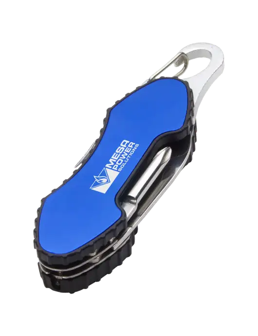 Blue 6 in 1 Tool with Carabiner w/Mesa Solutions Logo