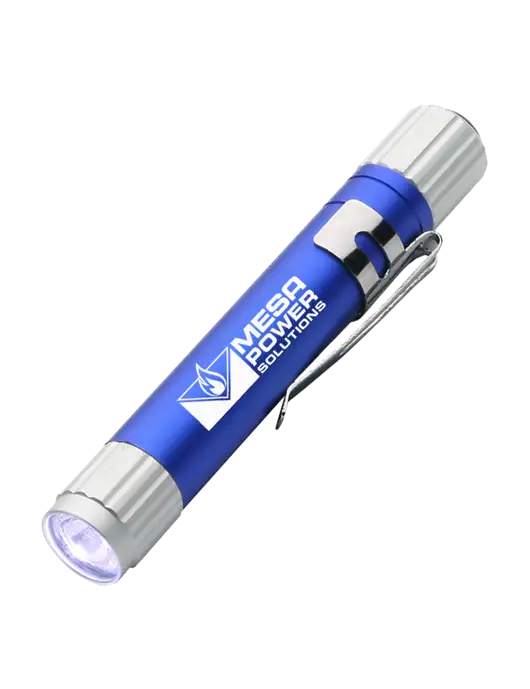 Blue Aluminum LED Penlight w/Mesa Solutions Logo