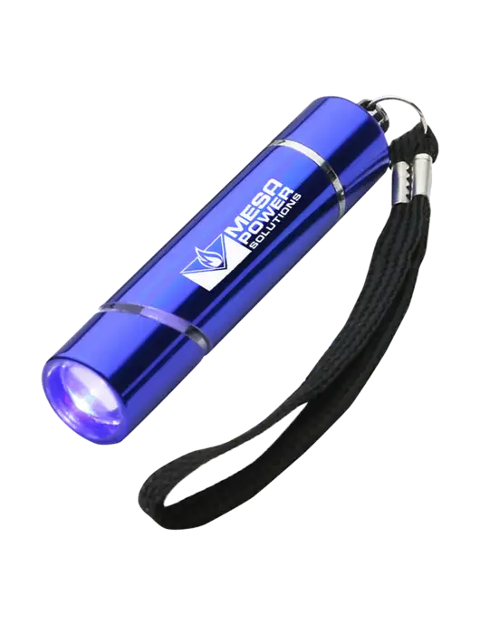 Blue Aluminum Scope LED Flashlight w/Mesa Solutions Logo