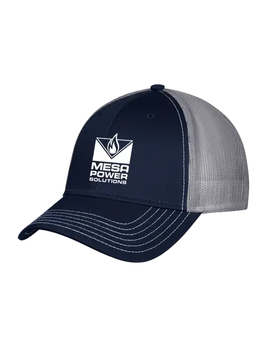 Navy & Grey Mesh Trucker Cap Snap Back w/Mesa Solutions Logo