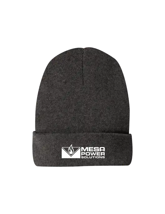 Recycled Charcoal Heather Beanie w/Mesa Solutions Logo