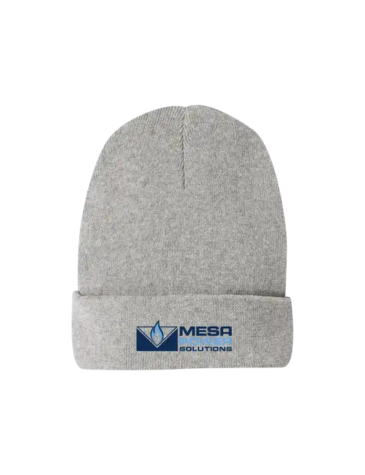 Recycled Light Heather Grey Beanie w/Mesa Solutions Logo