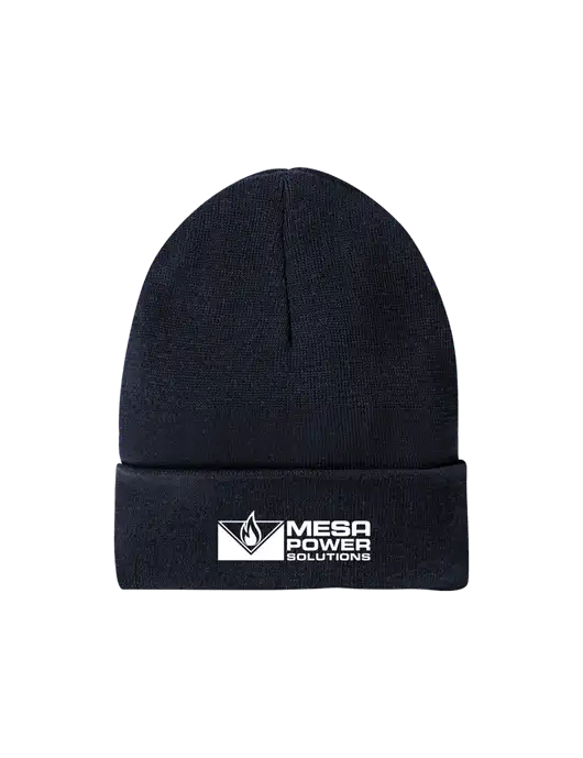 Recycled True Navy Beanie w/Mesa Solutions Logo