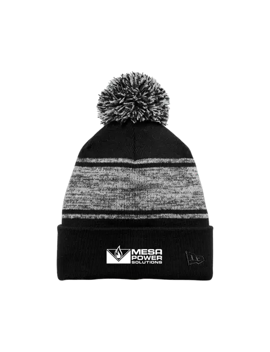 New Era Black/Charcoal Knit Chilled Pom Beanie w/Mesa Solutions Logo