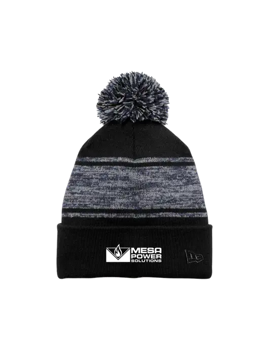 New Era Black/Navy Knit Chilled Pom Beanie w/Mesa Solutions Logo