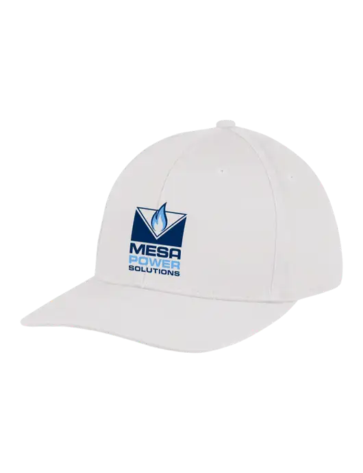 Premium Modern Structured Twill White Snapback Cap w/Mesa Solutions Logo