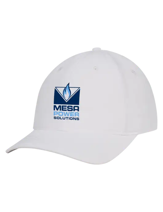 White Nylon Twill Performance Cap w/Mesa Solutions Logo