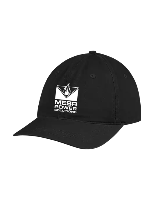 Garment Washed Unstructured Twill Black Cap w/Mesa Solutions Logo