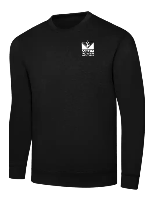 Black 7.8 oz Ring Spun Crew Sweatshirt w/Mesa Solutions Logo